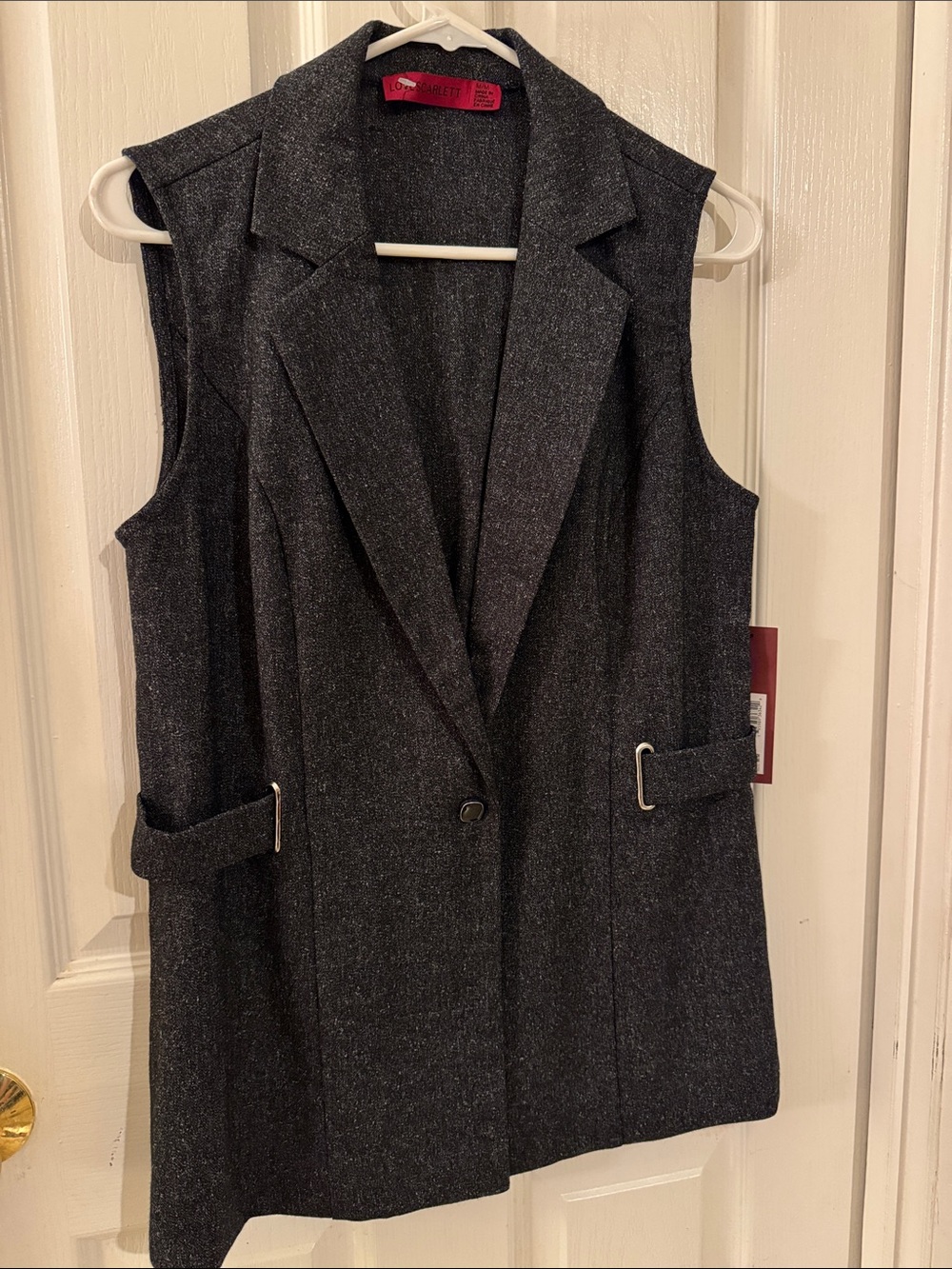Sleeveless Long Blazer Vest in Dark Charcoal